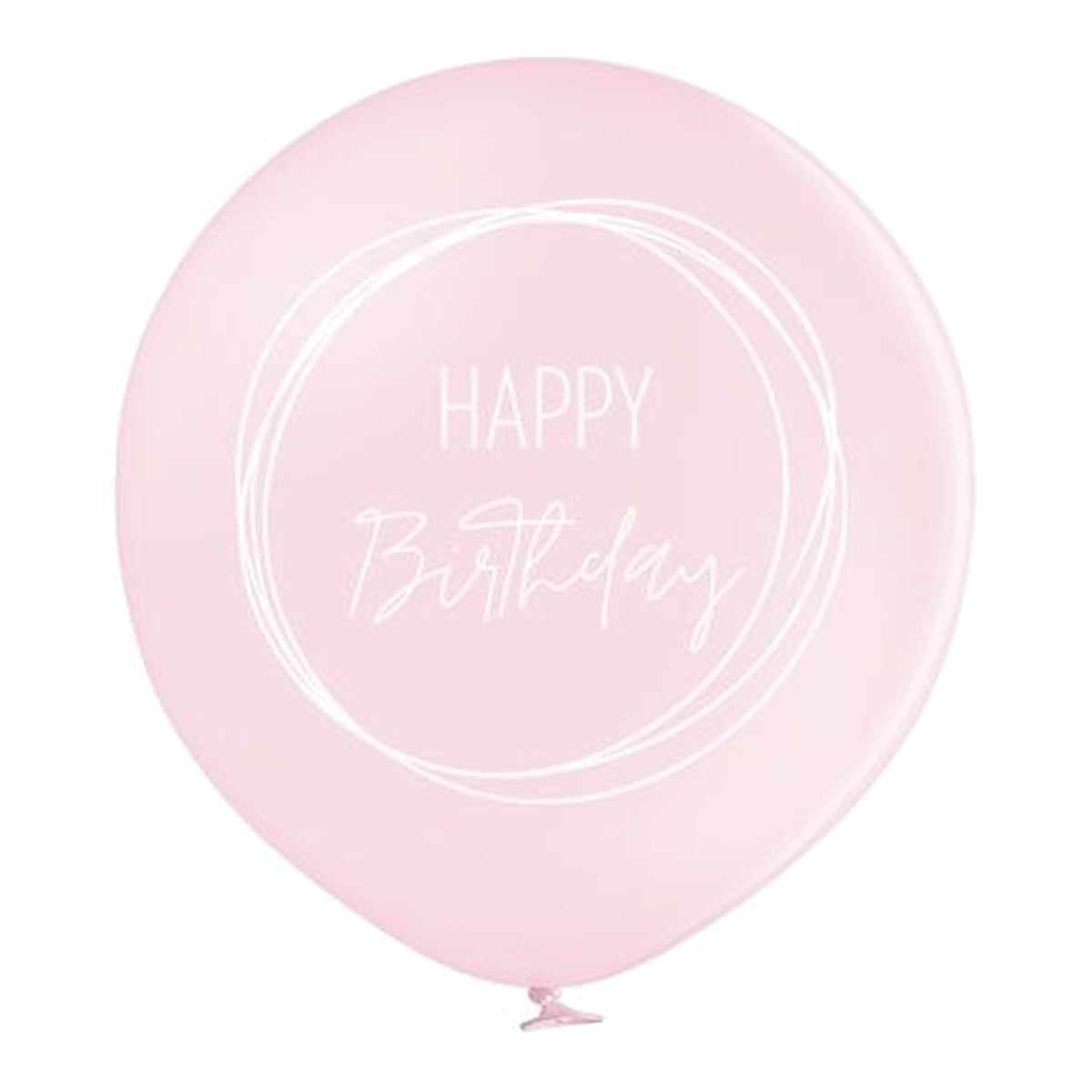 Riesenballon Geburtstag Boho rosa soft – Ballon: rosa soft - Druck: weiss - 60 cm