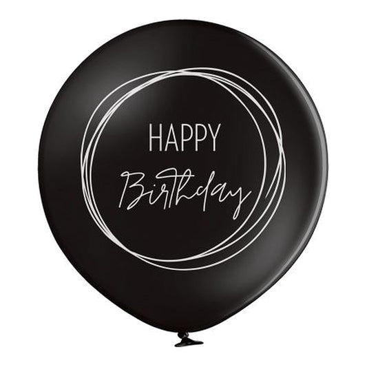 Riesenballon Geburtstag Boho schwarz – Ballon: schwarz - Druck: weiss - 60 cm