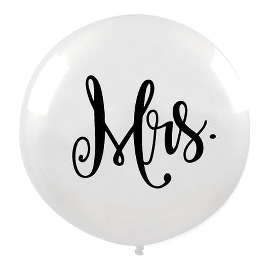 Riesenballon Mrs. – Ballon: weiss - Druck: schwarz - 75 cm