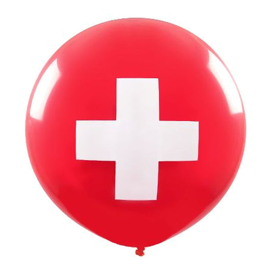 Riesenballon Schweizerkreuz – Ballon: rot - Druck: weiss - 75 cm
