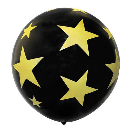 Riesenballon Sterne – Ballon: schwarz - Druck: gold - 60 cm