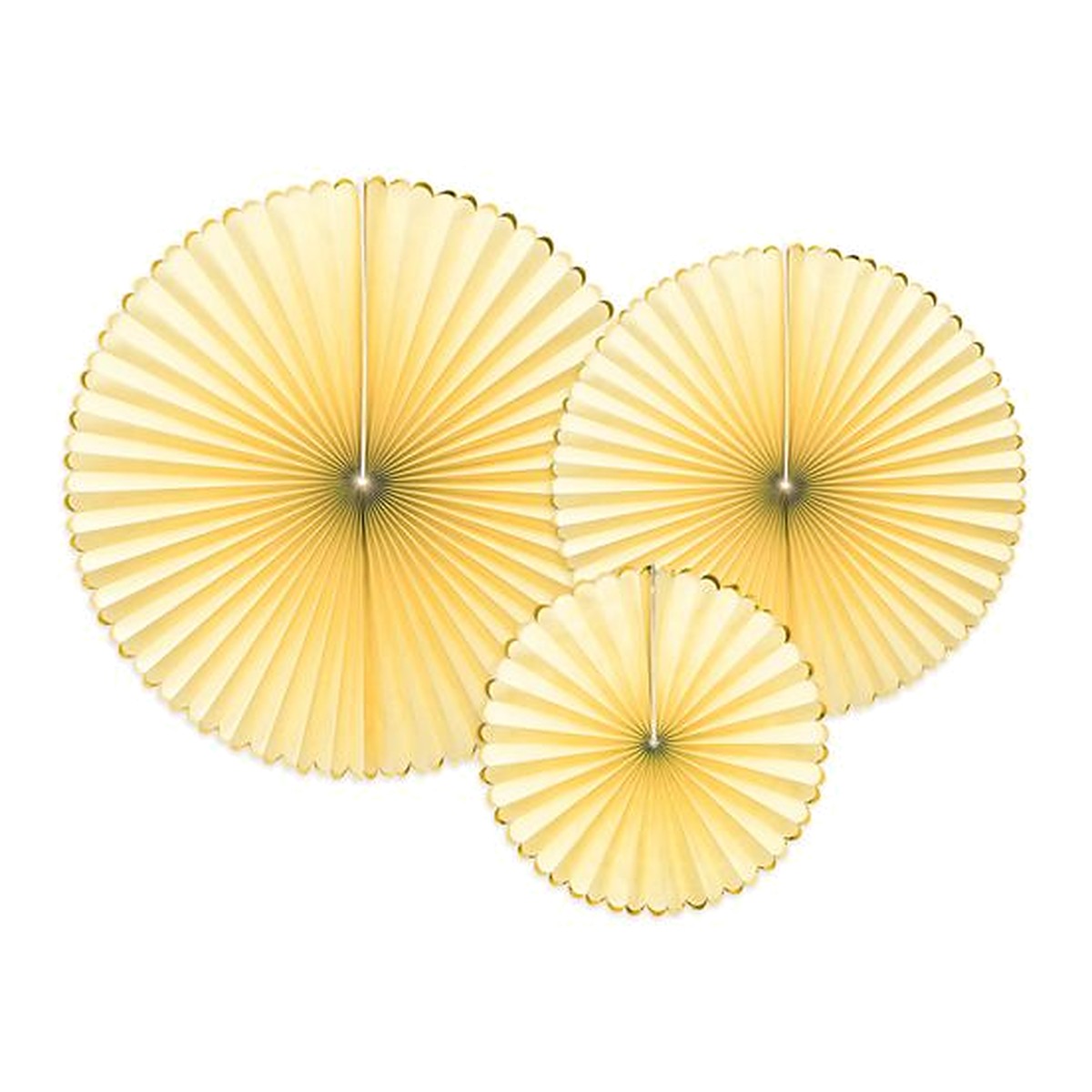 Rosetten gelb soft mit Goldrand – 3 Stk. - Dekorations-Set