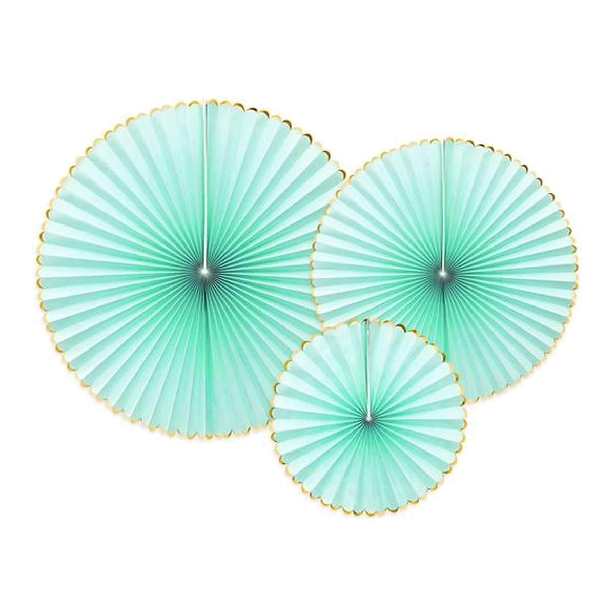 Rosetten mint soft mit Goldrand – 3 Stk. - Dekorations-Set