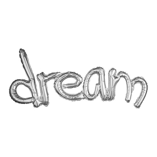 Schriftzug Dream silber Ballon – zum selber Aufblasen · nur für Luftfüllung - kein Helium