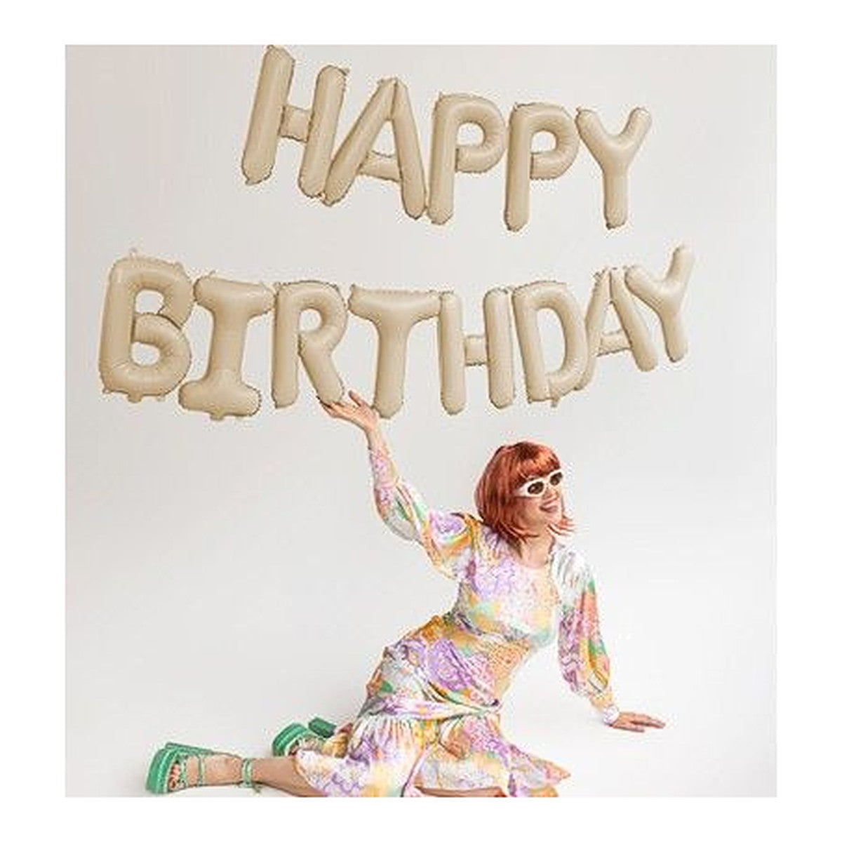 Schriftzug Happy Birthday beige Ballon – Ansicht 2