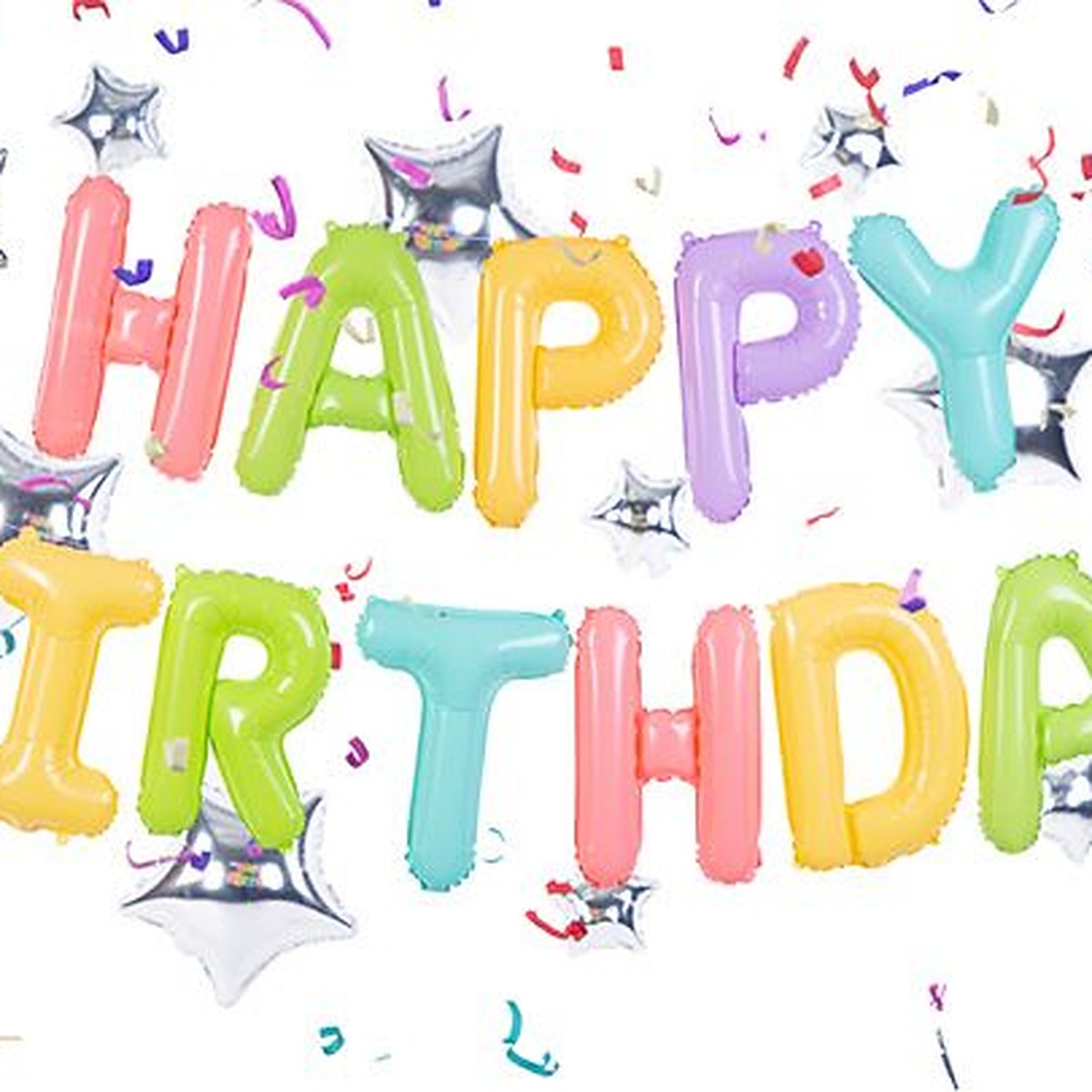 Schriftzug Happy Birthday farbig Ballon – Ansicht 2