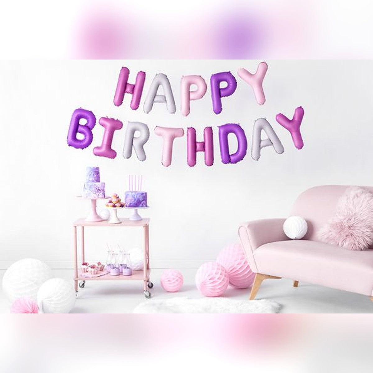 Schriftzug Happy Birthday pink Ballon – Ansicht 2