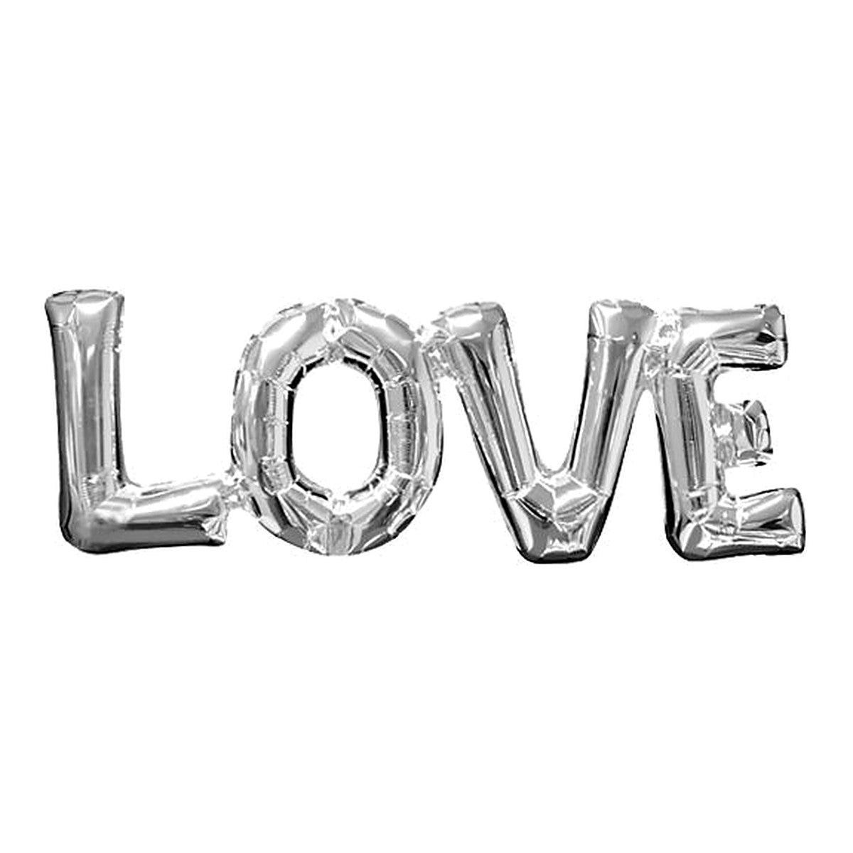 Schriftzug Love silber Ballon – zum selber Aufblasen · nur für Luftfüllung - kein Helium