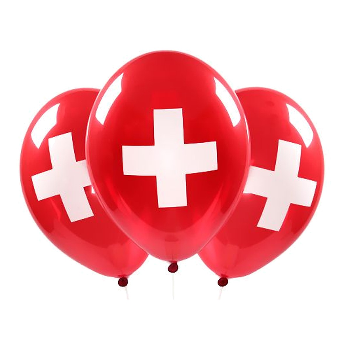 Schweizerkreuz Ballons – Ballons: rot - Druck: weiss - 33 cm