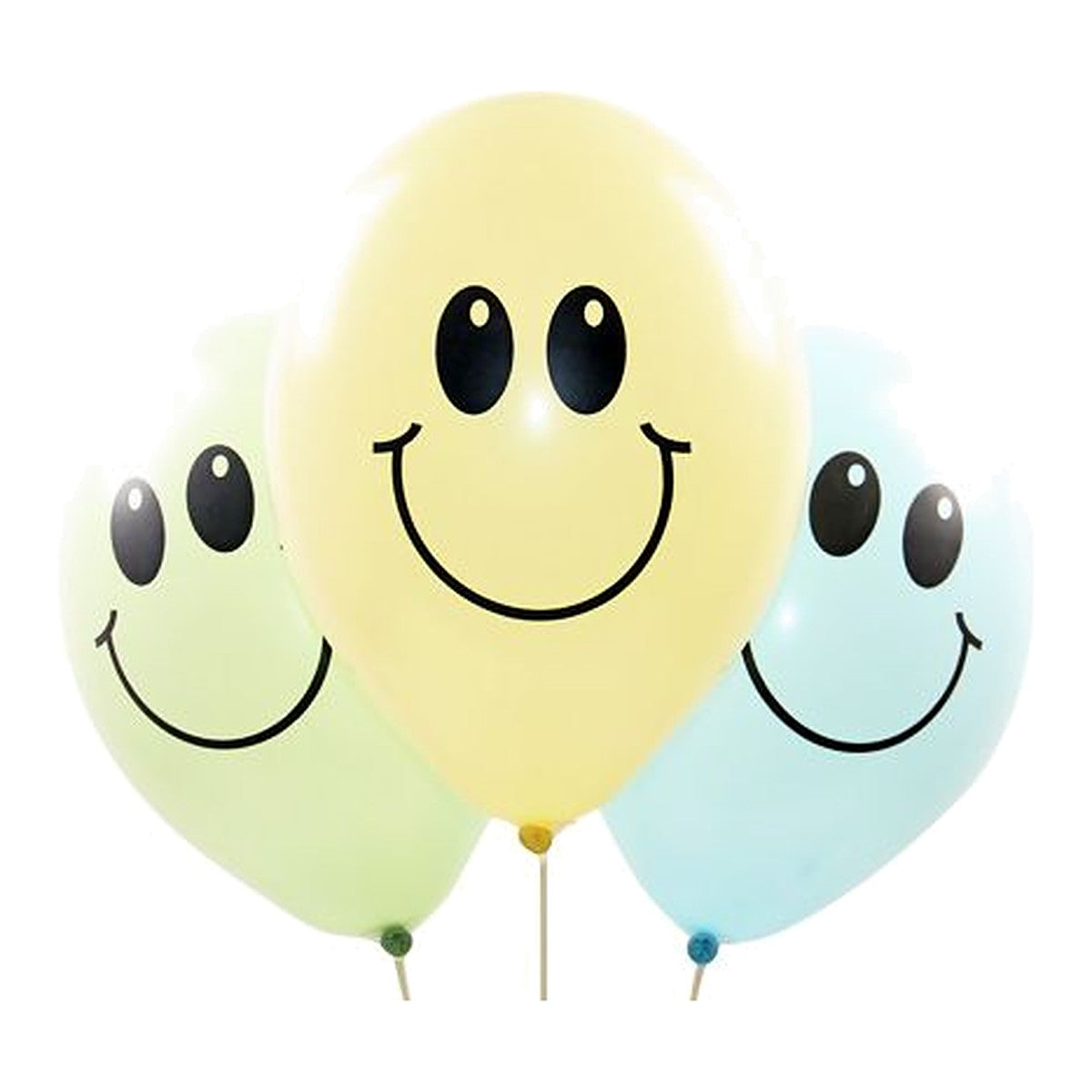 Smile Ballons assortiert soft – Ballons: assortiert - Druck: schwarz - 33 cm