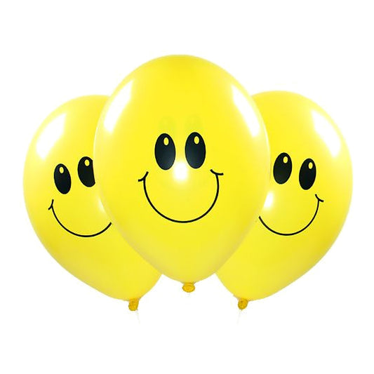 Smile Ballons gelb – Ballons: gelb - Druck: schwarz - 33 cm