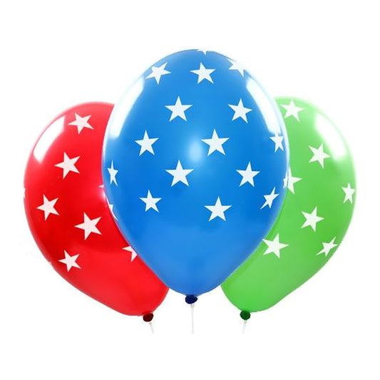 Sterne Ballons assortiert – Ballons: assortiert - Druck: weiss - 33 cm