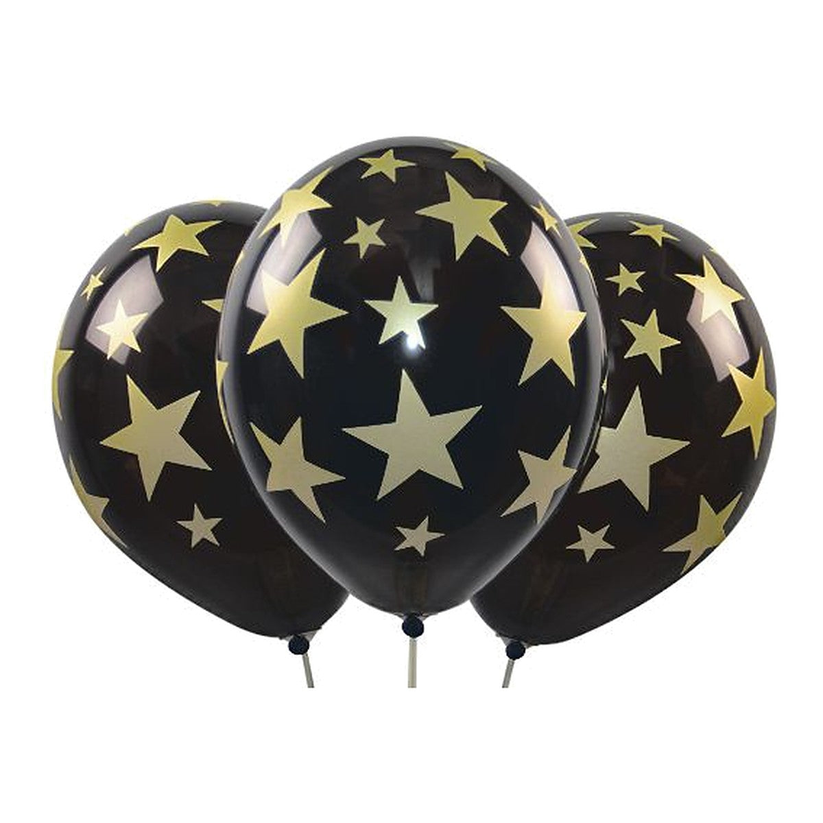 Sterne Ballons schwarz – Ballons: schwarz - Druck: gold - 33 cm