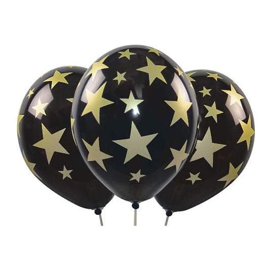 Sterne Ballons schwarz – Ballons: schwarz - Druck: gold - 33 cm