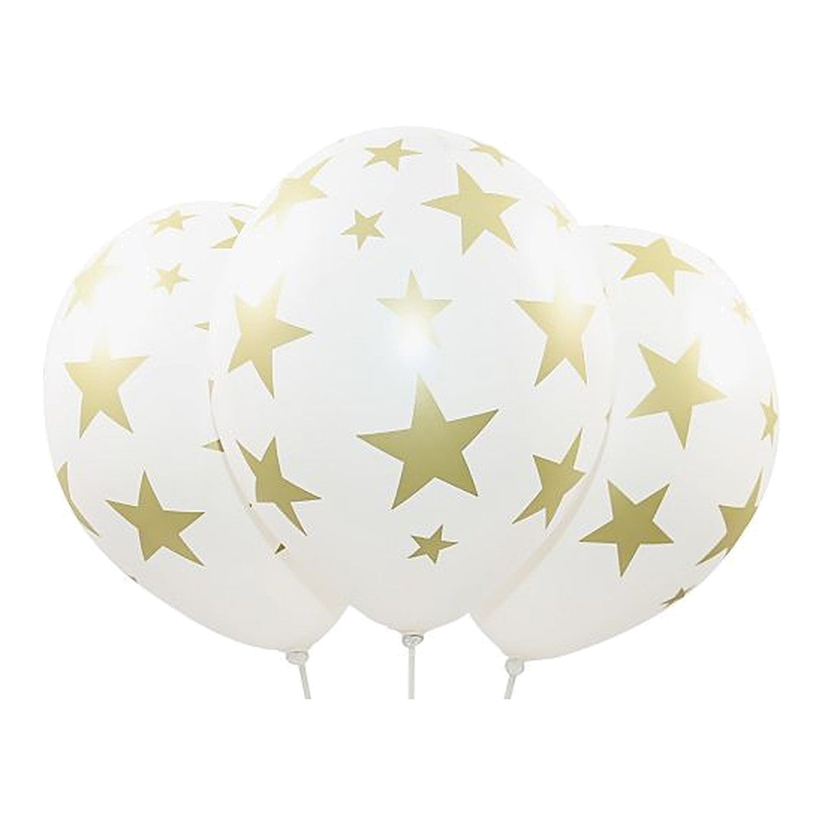 Sterne Ballons weiss – Ballons: weiss - Druck: gold - 33 cm