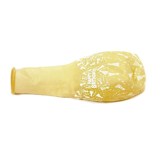 Stuffer-Ballon Happy Birthday Hüte – Ballon: transparent - Druck: weiss - ca. 45 cm