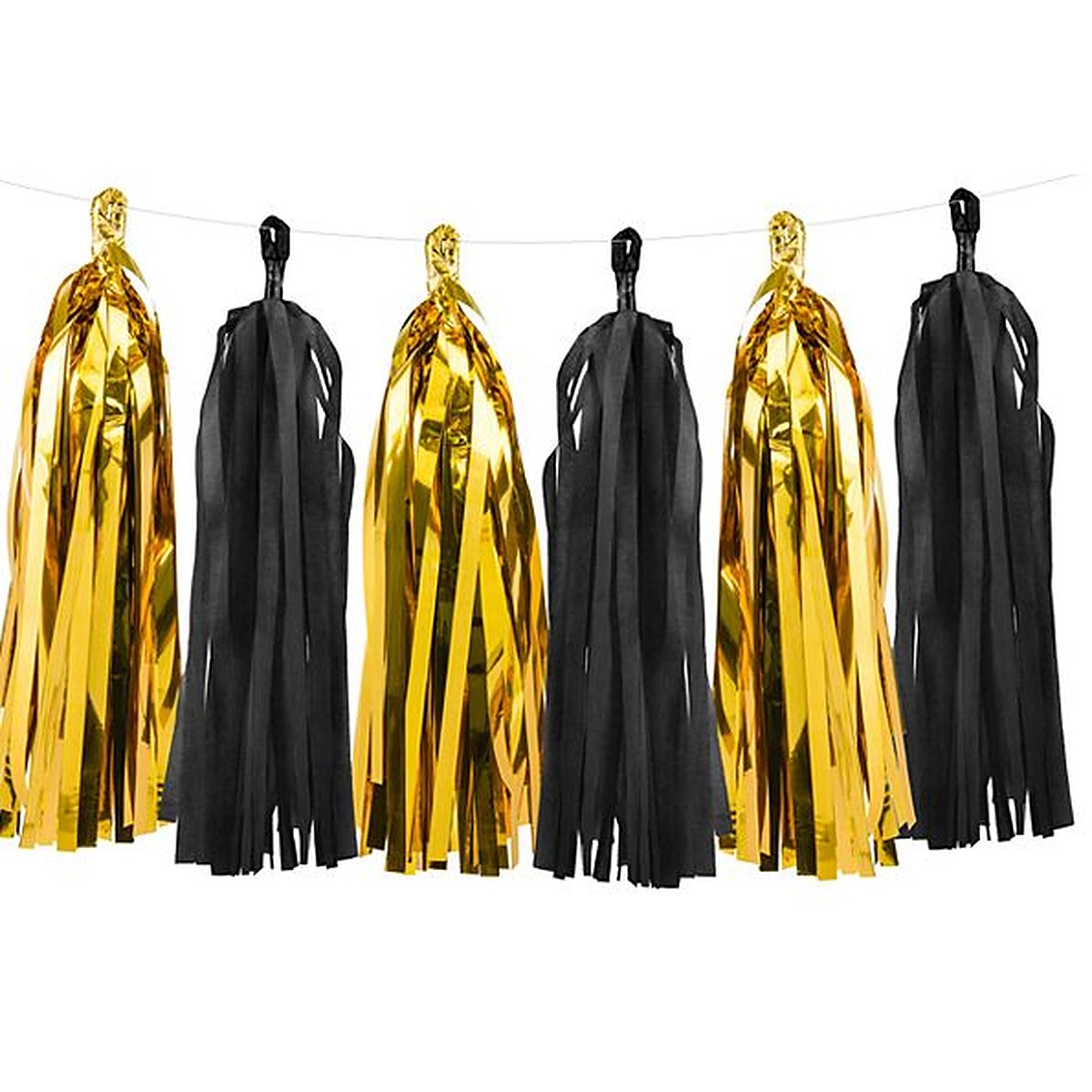 Tassel Girlande gold & schwarz – 2 Meter - 12 Tasseln