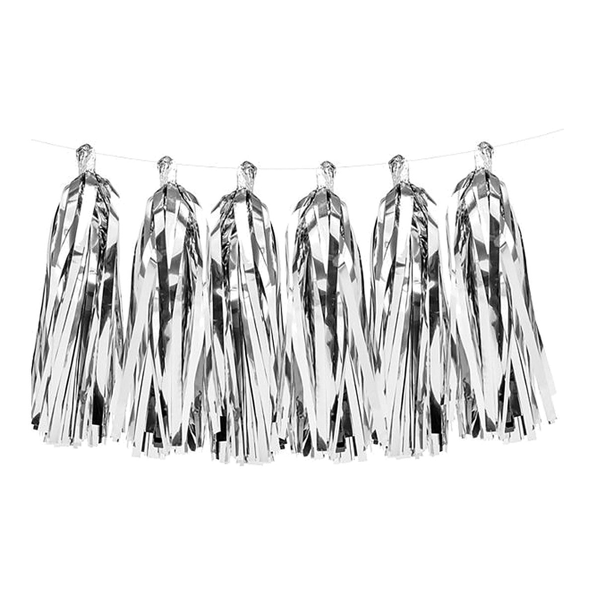 Tassel Girlande silber – 2 Meter - 12 Tasseln