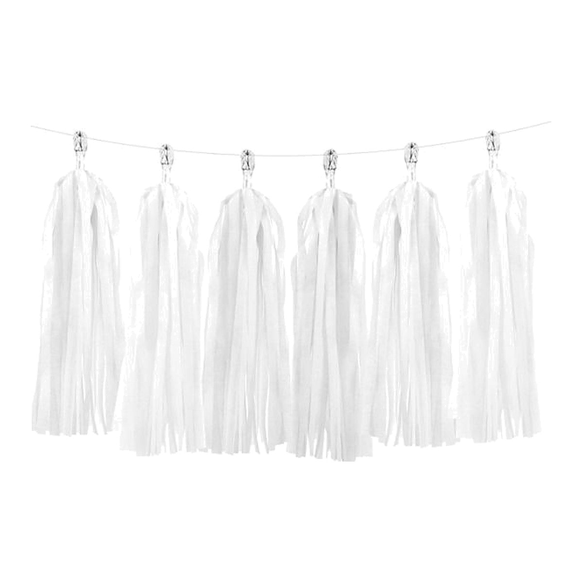 Tassel Girlande weiss – 2 Meter - 12 Tasseln