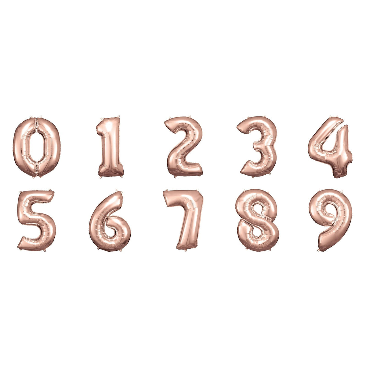 Zahlenballon Rosegold 0–9 (86 cm) – Übersicht aller Zeichen