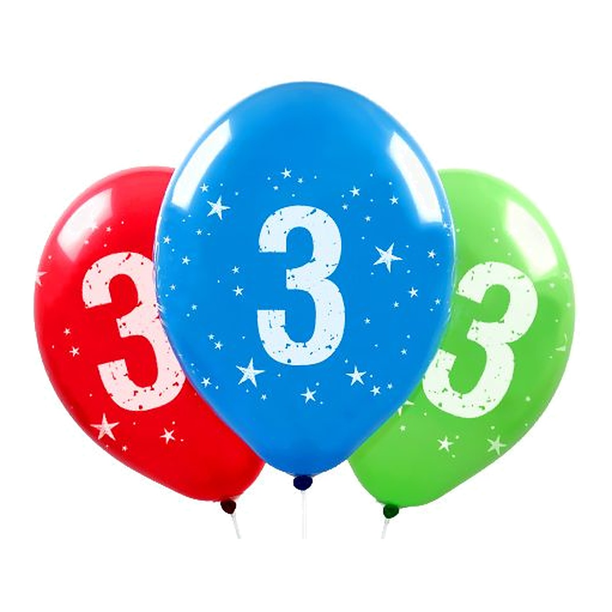 Zahlen Ballons 3 – Ballons: assortiert - Druck: weiss - 33 cm