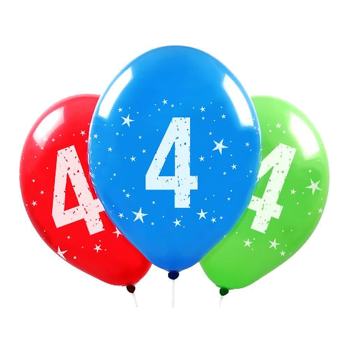 Zahlen Ballons 4 – Ballons: assortiert - Druck: weiss - 33 cm