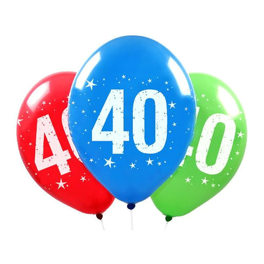 Zahlen Ballons 40 – Ballons: assortiert - Druck: weiss - 33 cm