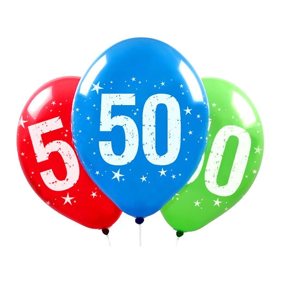 Zahlen Ballons 50 – Ballons: assortiert - Druck: weiss - 33 cm