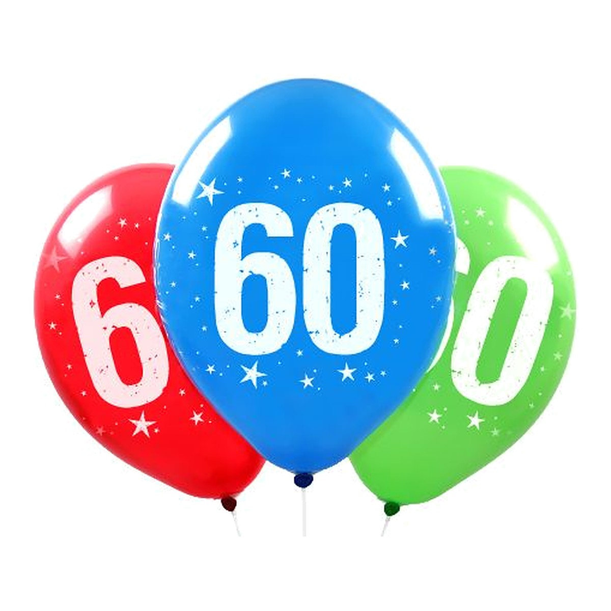 Zahlen Ballons 60 – Ballons: assortiert - Druck: weiss - 33 cm
