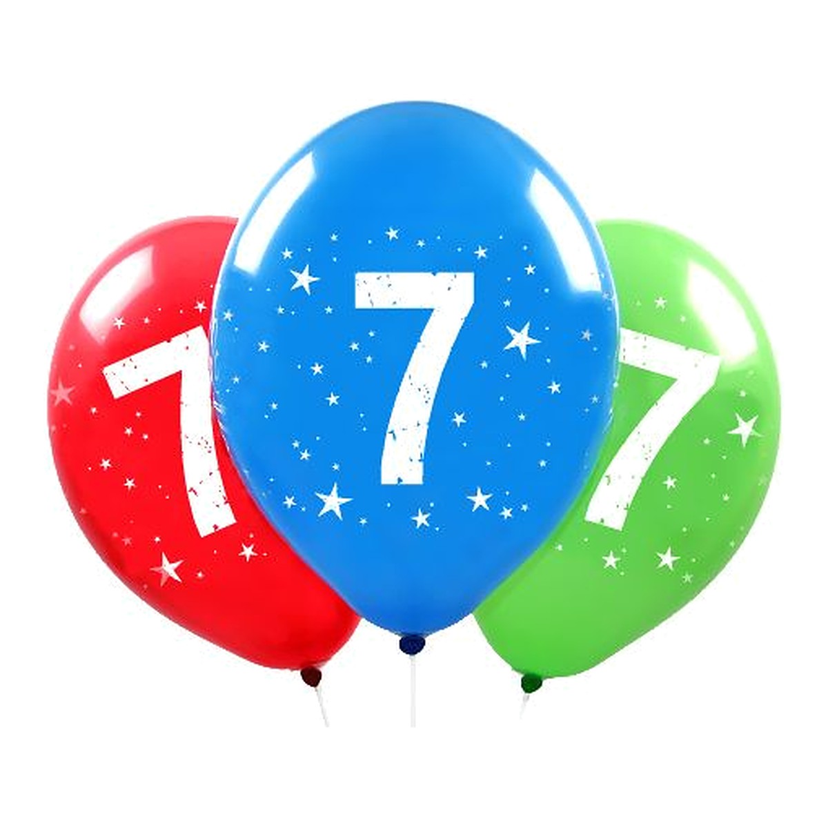 Zahlen Ballons 7 – Ballons: assortiert - Druck: weiss - 33 cm
