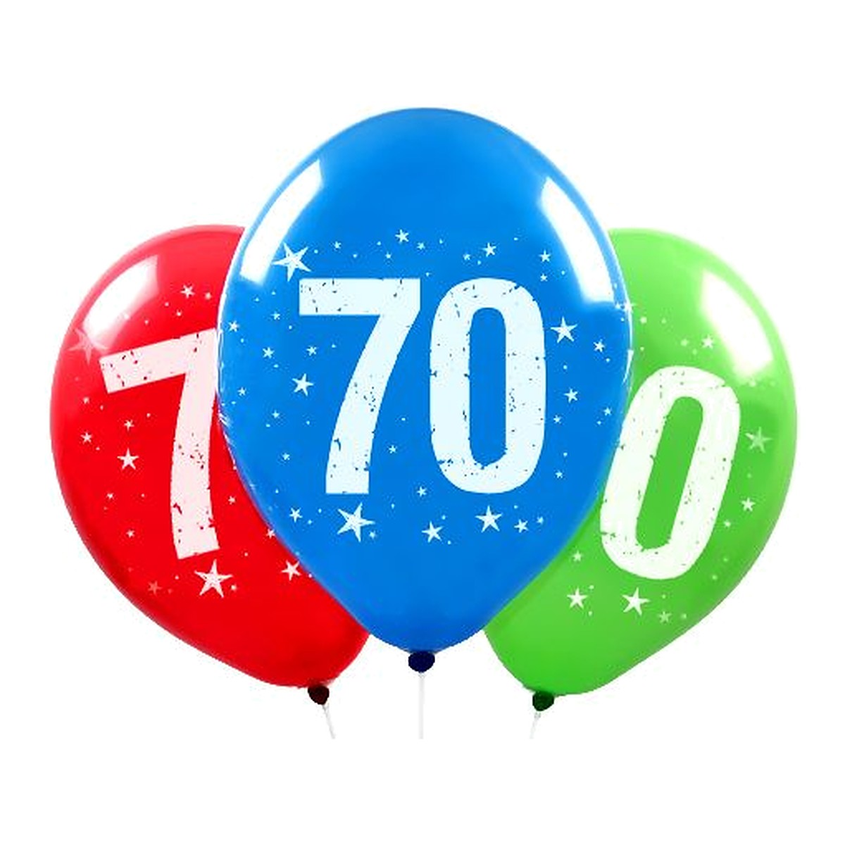 Zahlen Ballons 70 – Ballons: assortiert - Druck: weiss - 33 cm