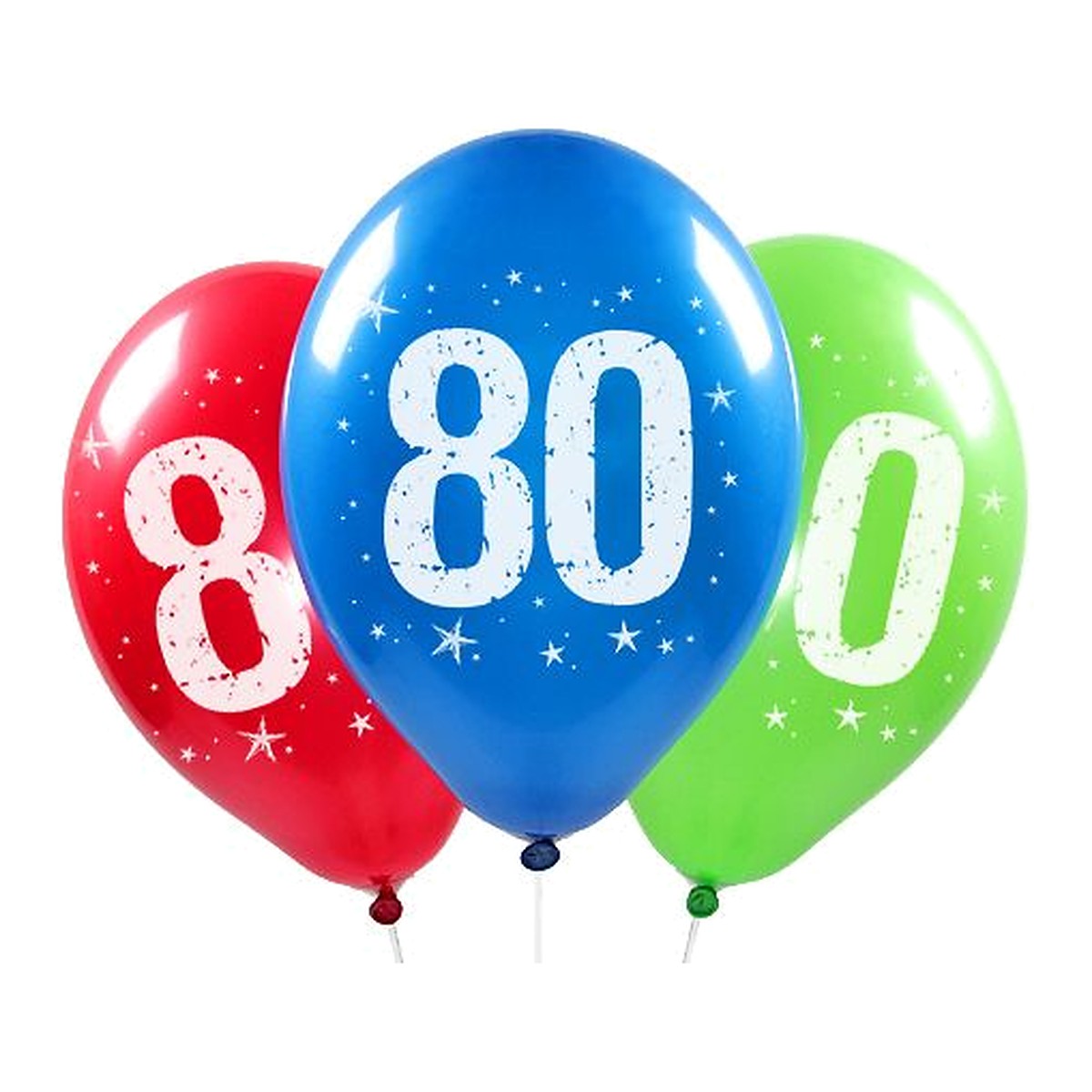 Zahlen Ballons 80 – Ballons: assortiert - Druck: weiss - 33 cm