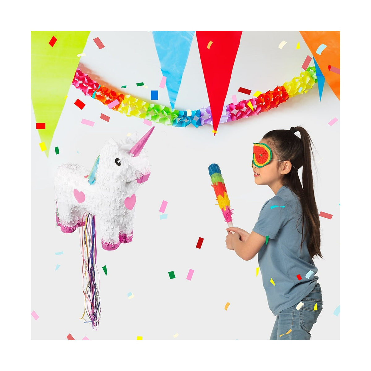 Zieh-Piñata Einhorn weiss